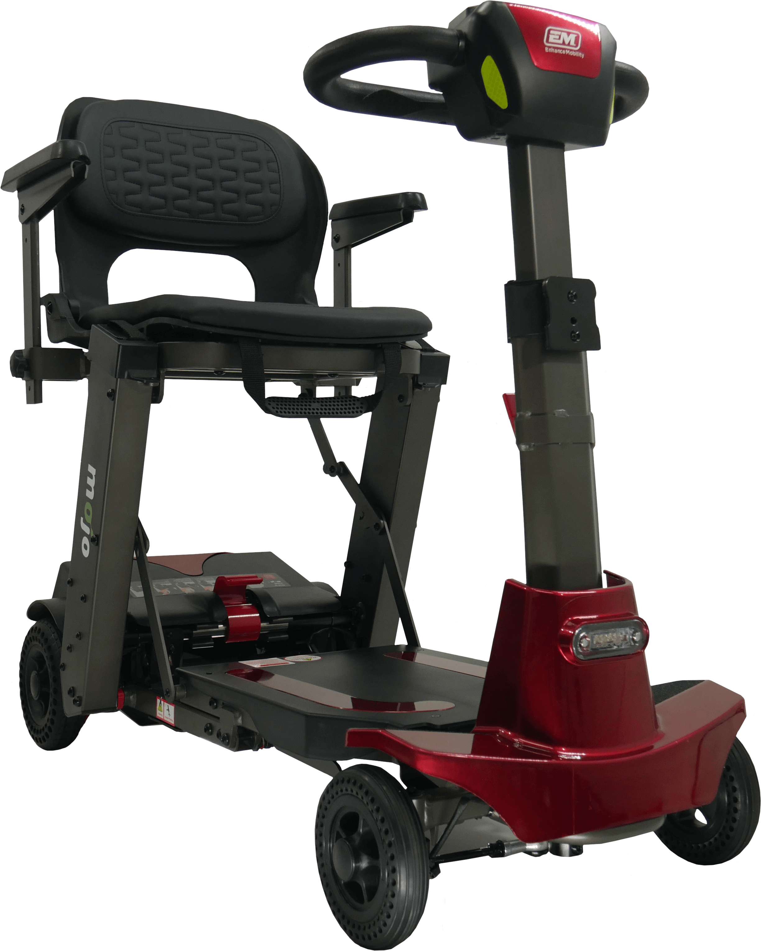 Mojo Red Mojo Auto Fold Scooter pictured in Red Color