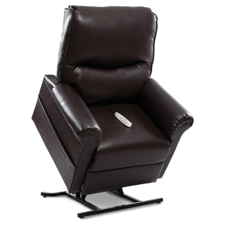 essential lc105 lift recliner in new chestnut shown in lifted position