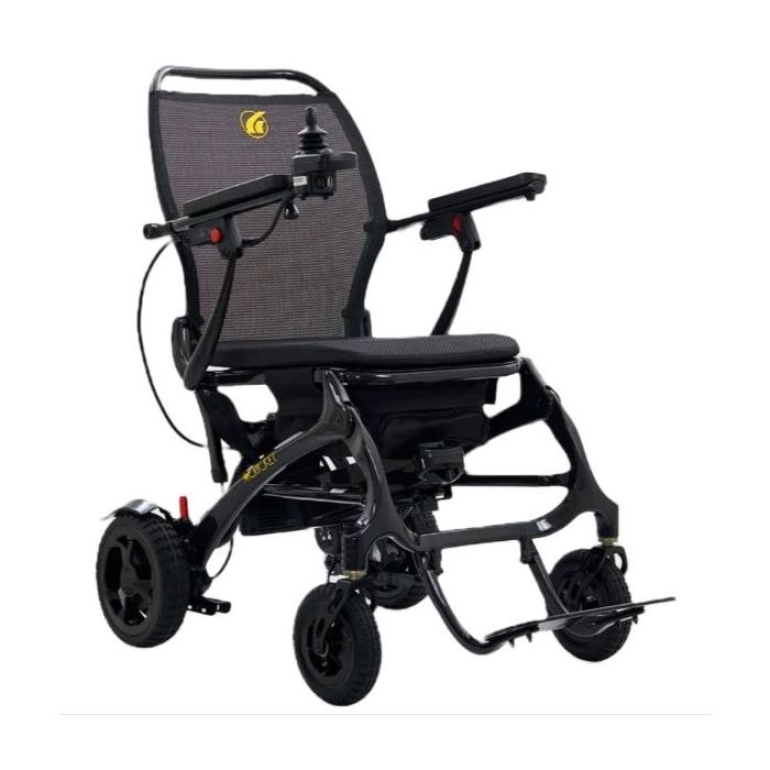 Front Left Angle View of Golden Cricket Wheelchair