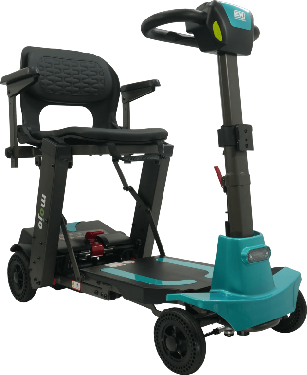 Mojo Auto Fold Scooter pictured in Aqua Color