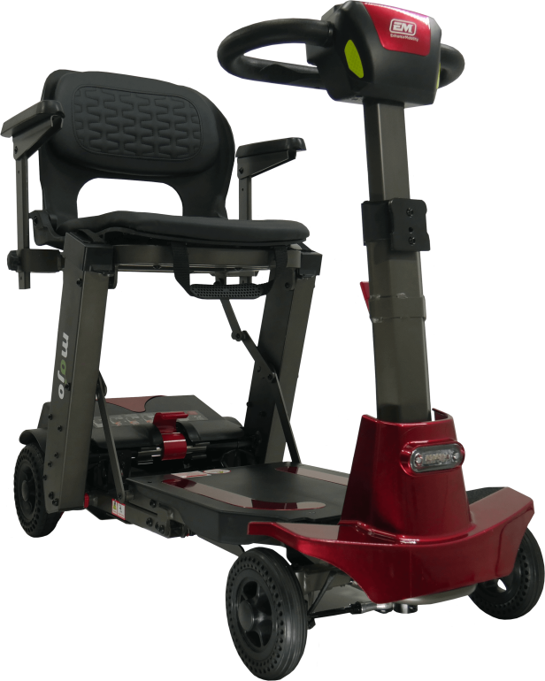 Mojo Auto Fold Scooter pictured in Red Color