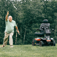 Pride PX4 Scooter pictured Offroad with owner having fun thumbnail